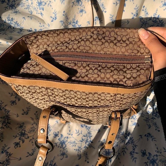 Coach Brown Signature Canvas Tote with Tan Leather Trim - Picture 7 of 7